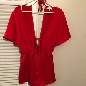 Revolve Camilla Tie Romper in Red